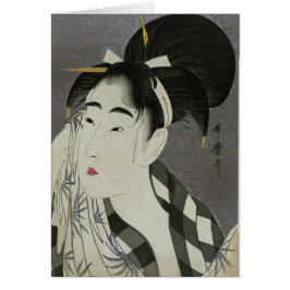 Kvinna som torkar svett vid Kitagawa tomma Utamaro OBS Kort