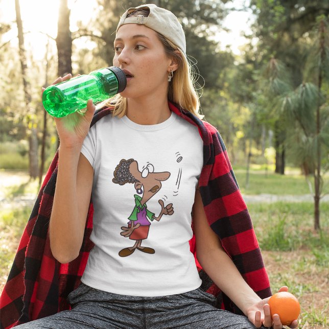 Kvinna som vänder ett mynt t shirt (Skapare uppladdad)