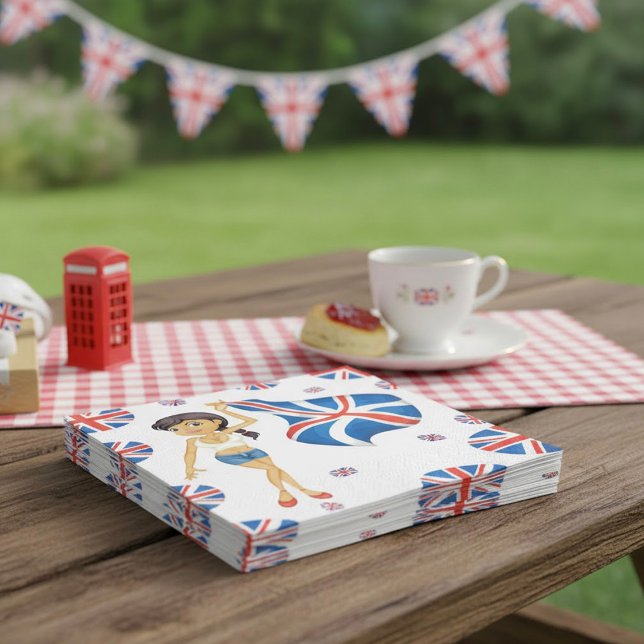 Kvinna som viftar med Flagga Pappersservett (Skapare uppladdad)