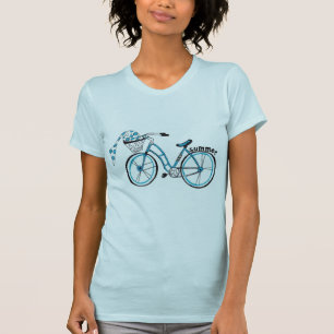 Kvinna sommarcykel till stranden t shirt