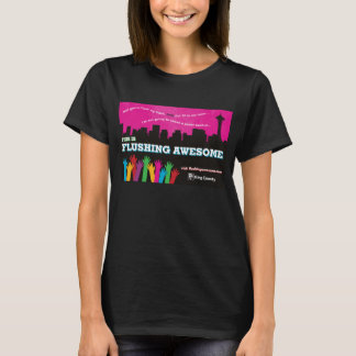 Kvinna spola enorm T-tröjasvart T-shirt