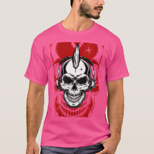 Kvinna Steampunk Skull med hörlurar cyber Skele T Shirt