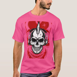 Kvinna Steampunk Skull med hörlurar cyber Skele T Shirt