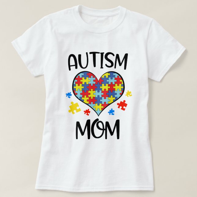 Kvinna stolt gåva för medvetenhet för Autismmamma T Shirt (Design framsida)