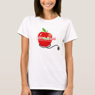 Kvinna stor röd logotyp tee shirt