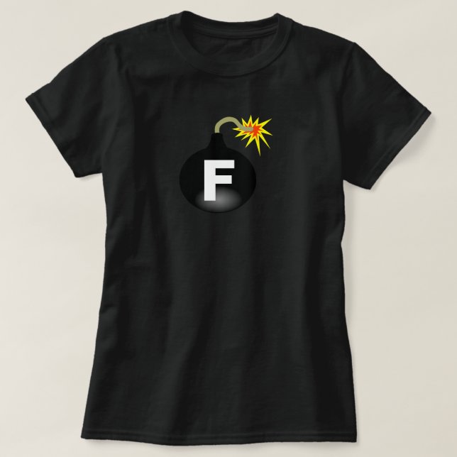 Kvinna svart F bombarderar T-shirt (Design framsida)