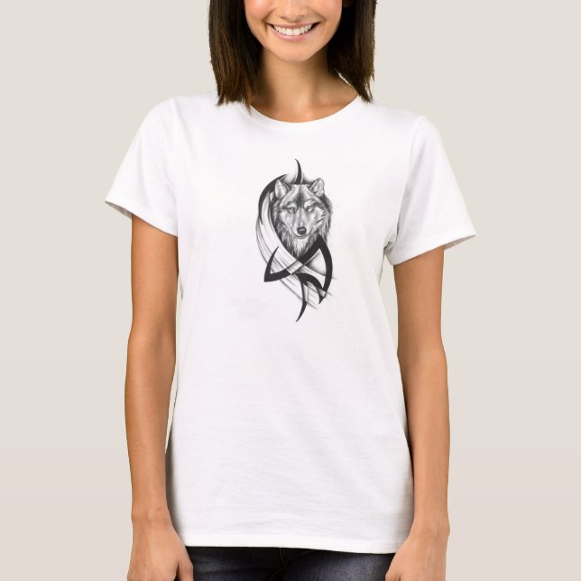 Kvinna T-shirt med stambaserad Varg (Framsida)