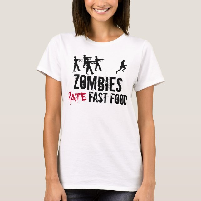 Kvinna T-tröja för snabbmat för Zombieshat Tee Shirt (Framsida)