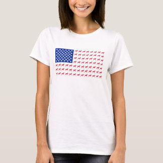 Kvinna T-tröja för Vizsla amerikanska flaggan T Shirt
