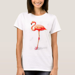 Kvinna T-tröja: Rosa Flamingovattenfärg T-shirt