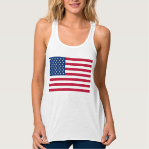 Kvinna tanktop/amerikanska flaggan för Bella Flow Linne Med Racerback
