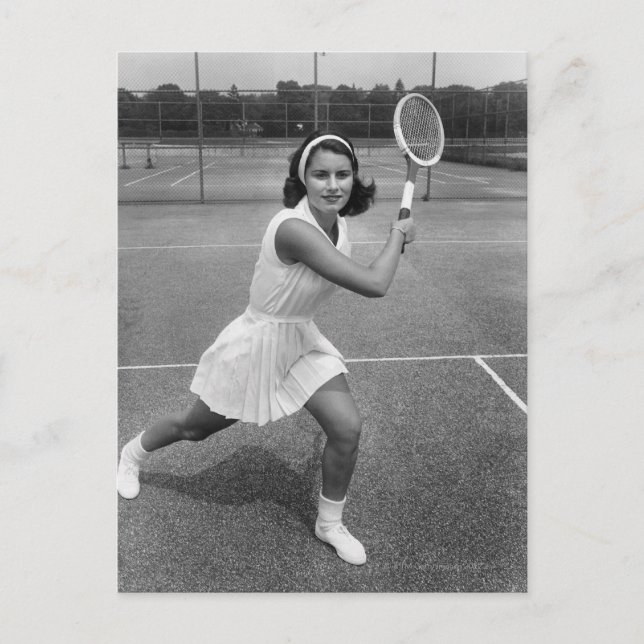 Kvinna tennis vykort (Framsida)