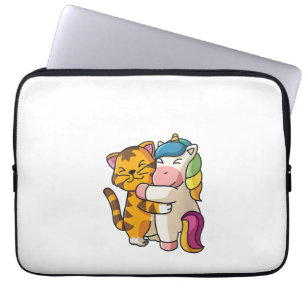 Kvinna Tiger och Unicorn Cute Zoo Animals Hugger Laptop Fodral
