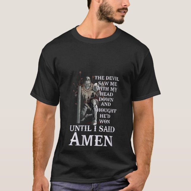 Kvinna tills jag sa Amen Christian för kyrkofi T Shirt (Framsida)