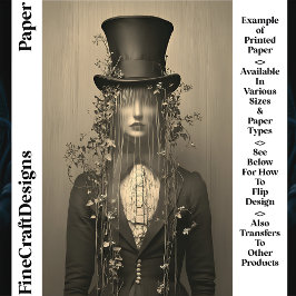 Kvinna, Top hat & Veil, Ögon Gömt CS1 Craft Papper