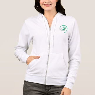 Kvinna Ull med Zip och Hoodie, Grönt Twirl Tee Shirt