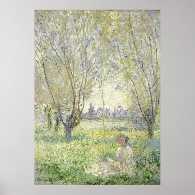 Kvinna under pilträd, Monet 1880 Poster (Framsidan)