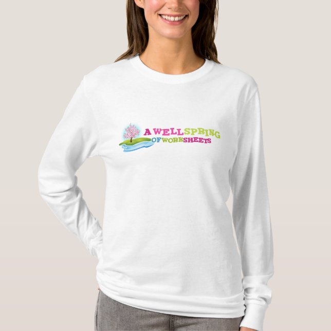 Kvinna utslagsplats för långärmadvit med logotypen t shirt (Framsida)