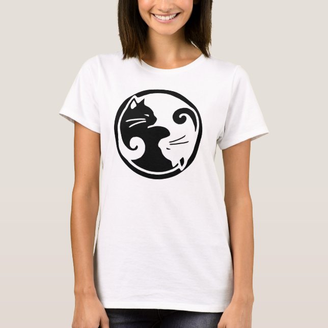Kvinna utslagsplats för Yin Yang katter T Shirt (Framsida)
