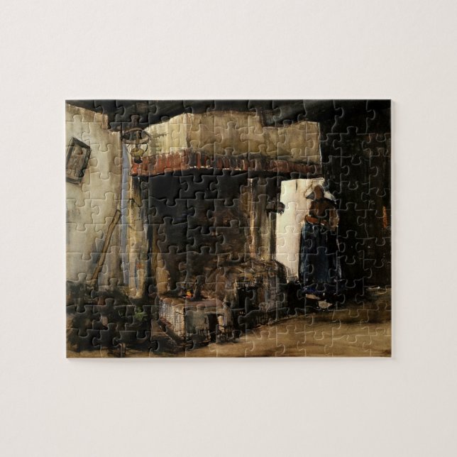 Kvinna vid en härd av Vincent van Gogh Pussel (Horisontell)
