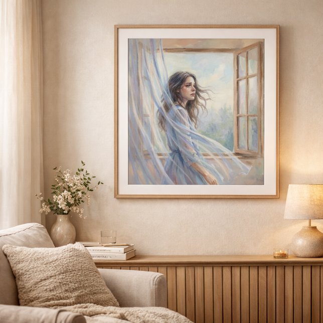 Kvinna vid fönster Mjuk impressionistisk stilmålni Poster (Skapare uppladdad)