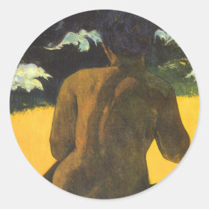 Kvinna vid havet av Paul Gauguin Runt Klistermärke