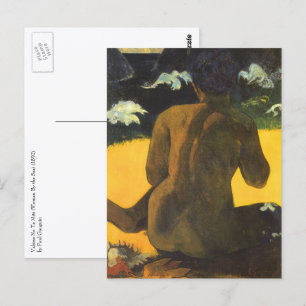 Kvinna vid havet av Paul Gauguin Vykort