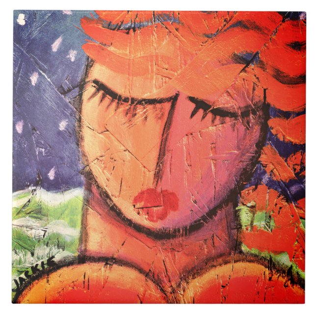 Kvinna vid havsbrickan för målning av keramisk Abs Kakelplatta (Framsidan)