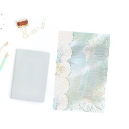 Kvinna vid Sjö Faux Snöre Linda Brevpapper