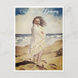 Kvinna vid stranden vykort