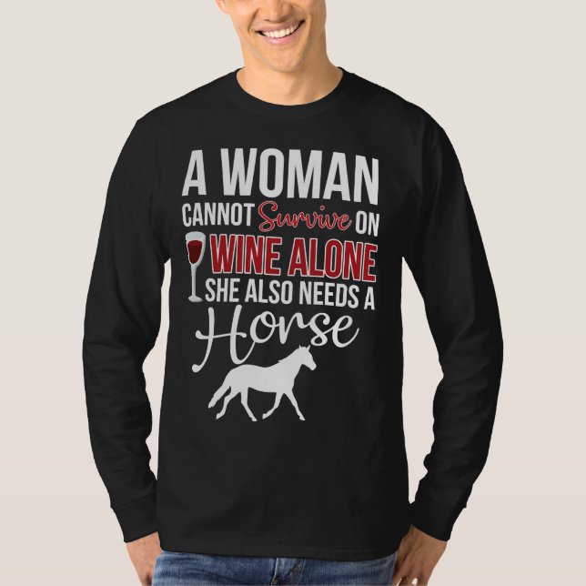 Kvinna Vin och hästar T Shirt (Framsida)