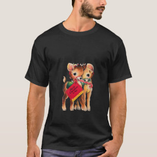 Kvinna Vintage julpryder Snugglade Gamla Fas T Shirt
