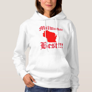 Kvinna vit & röda Milwaukee Hoddie Tee