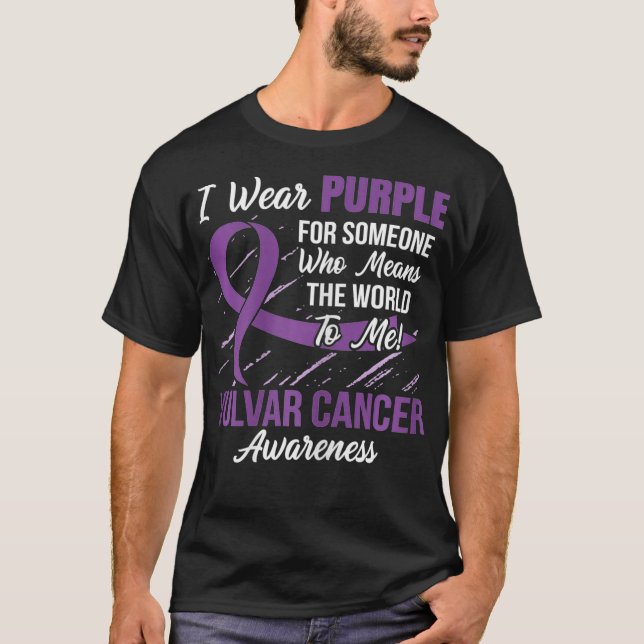 Kvinna Vulvar Cancer Ribbon Någon som jobbar i Ela T Shirt (Framsida)