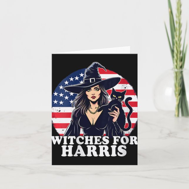 Kvinna Witches för Kamala Harris Halloween Politik Kort (Framsida)