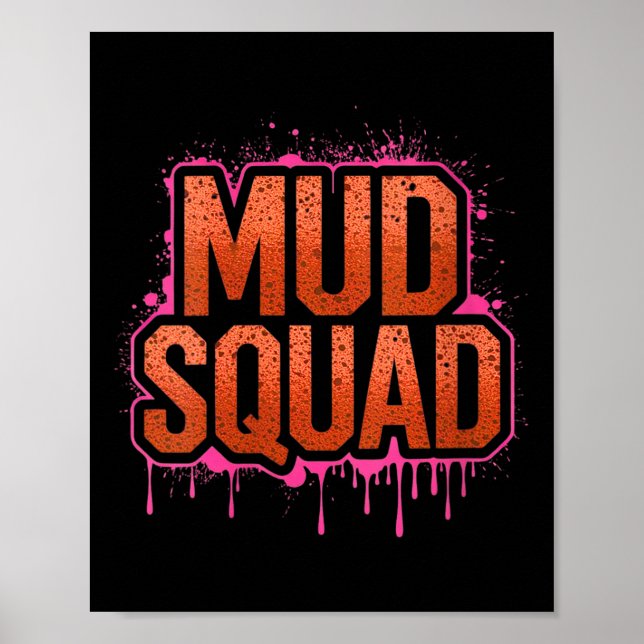 Kvinna Womans Muddy Lera Springa Squad Mudding Run Poster (Framsidan)