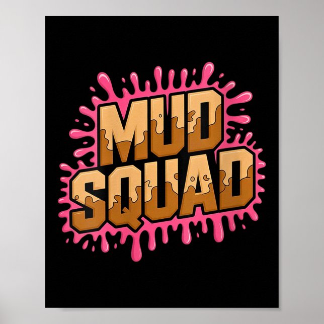 Kvinna Womans Muddy Lera Springa Squad Mudding Run Poster (Framsidan)