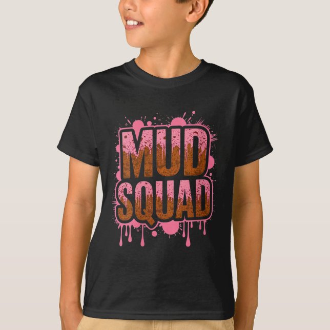 Kvinna Womans Muddy Lera Springa Squad Mudding Run T Shirt (Framsida)
