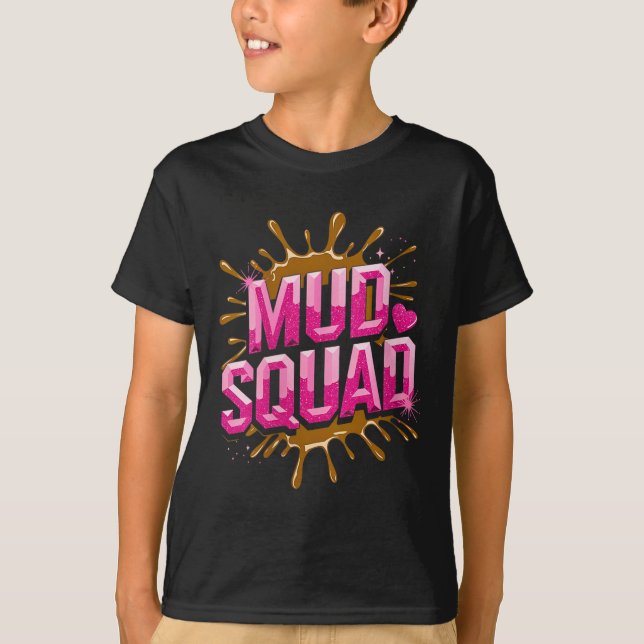 Kvinna Womans Muddy Lera Springa Squad Mudding Run T Shirt (Framsida)