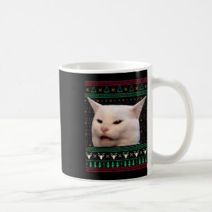 Kvinna Yelling at a cat Ugly X mas Sweaters Funny Kaffemugg