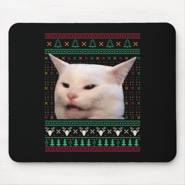 Kvinna Yelling at a cat Ugly X mas Sweaters Funny  Musmatta (Framsidan)