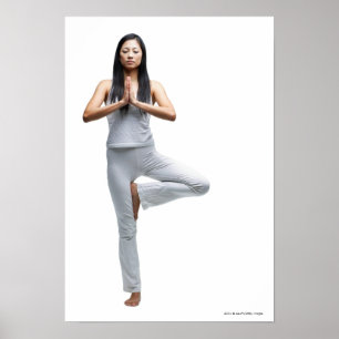 Kvinnaanseende i yoga placerar poster