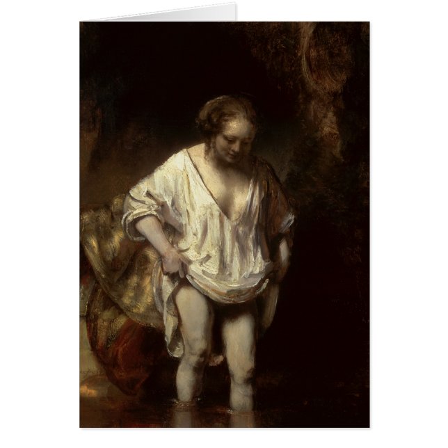 Kvinnabadning i en strömma, 1654 hälsningskort (Framsidan)