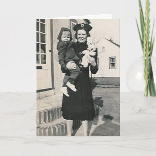 kvinnabarn och kaninhälsningkort helgkort (Framsida)