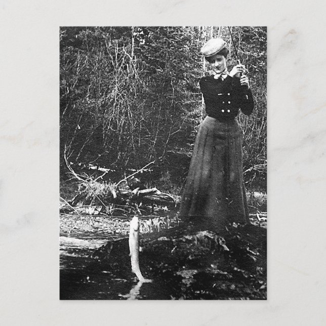 kvinnafiske vykort (Framsida)