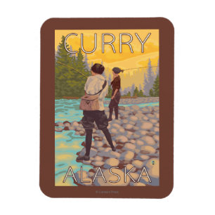 Kvinnaflygfiske - curry, Alaska Magnet