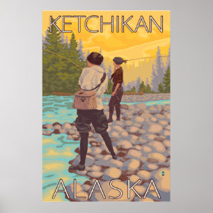 Kvinnaflygfiske - Ketchikan, Alaska Poster