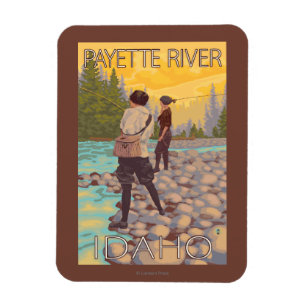 Kvinnaflygfiske - Payette flod, Idaho Magnet