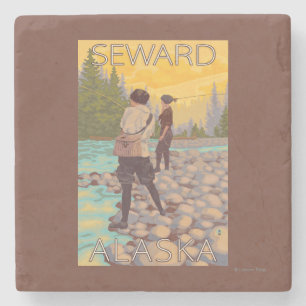 Kvinnaflygfiske - Seward, Alaska Underlägg Sten
