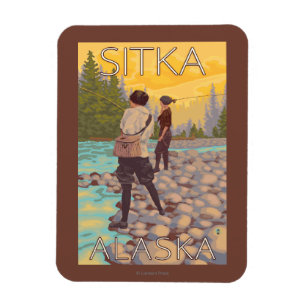 Kvinnaflygfiske - Sitka, Alaska Magnet